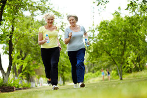 Women walking in park